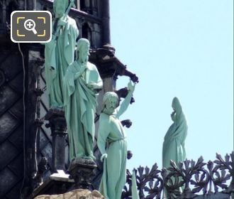 Apostle statues next to Notre Dame spire