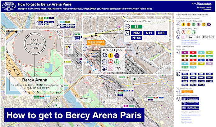 Bercy Arena Paris Public Transport Map Eutouring 