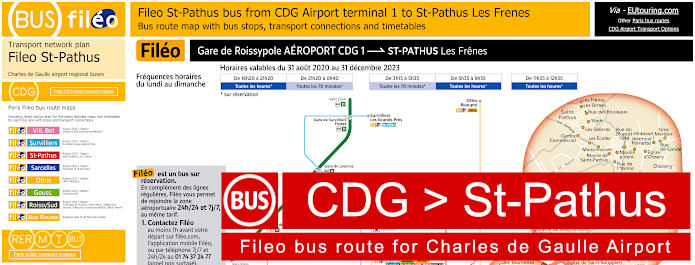 Fileo bus CDG Airport to St-Pathus map and timetables