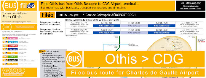 Fileo bus Othis to CDG Airport map and timetables