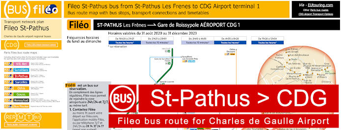 Fileo bus St-Pathus to CDG Airport map and timetables