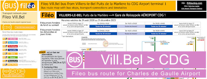 Fileo bus Villiers-le-Bel to CDG Airport map and timetables
