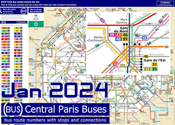 Paris Bus Route Maps And Timetables With City Street Plans