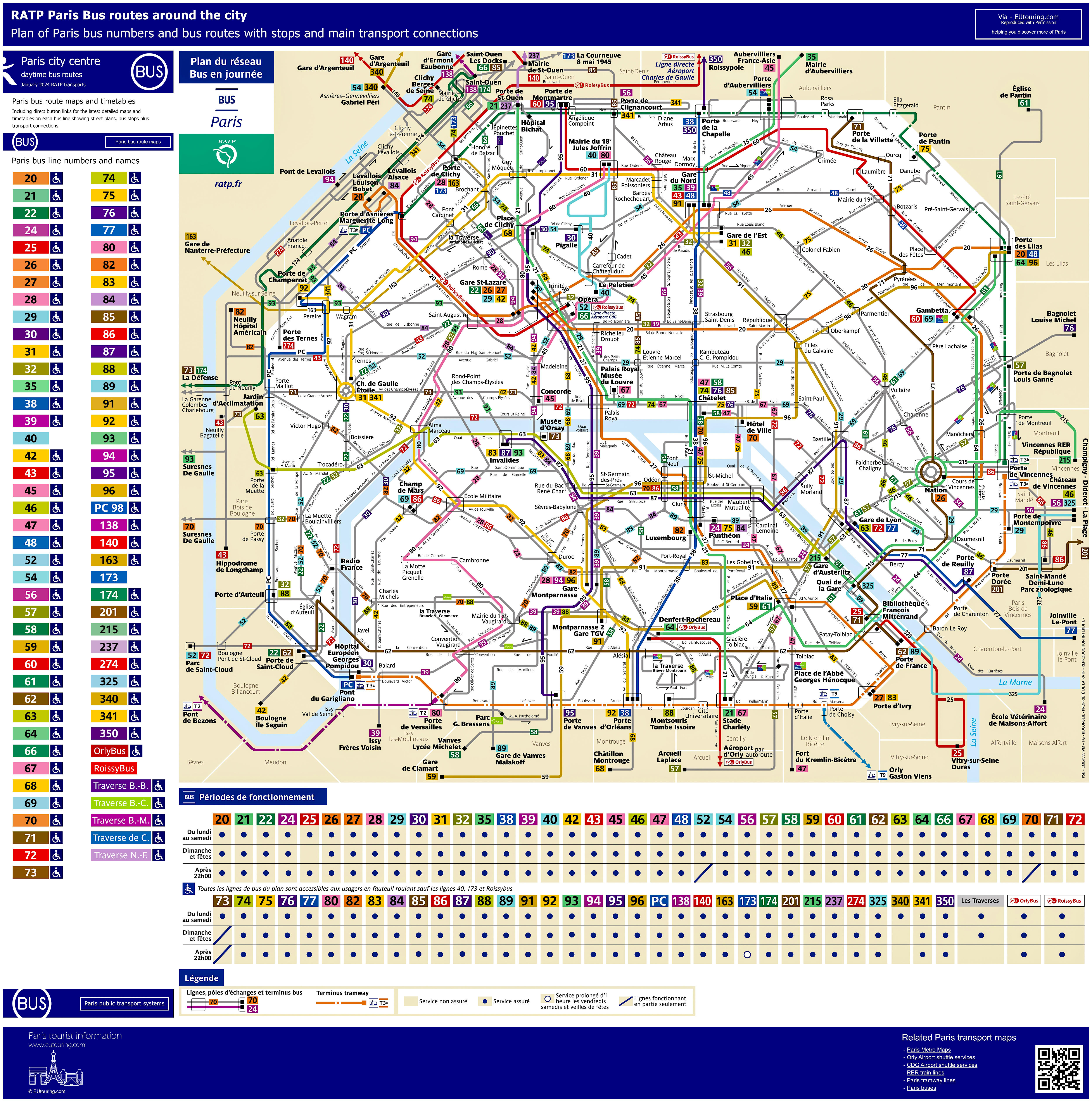 Paris Bus Route Maps And Timetables With City Street Plans E05