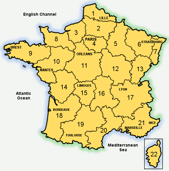France Regions Map In English - Rhea Velvet
