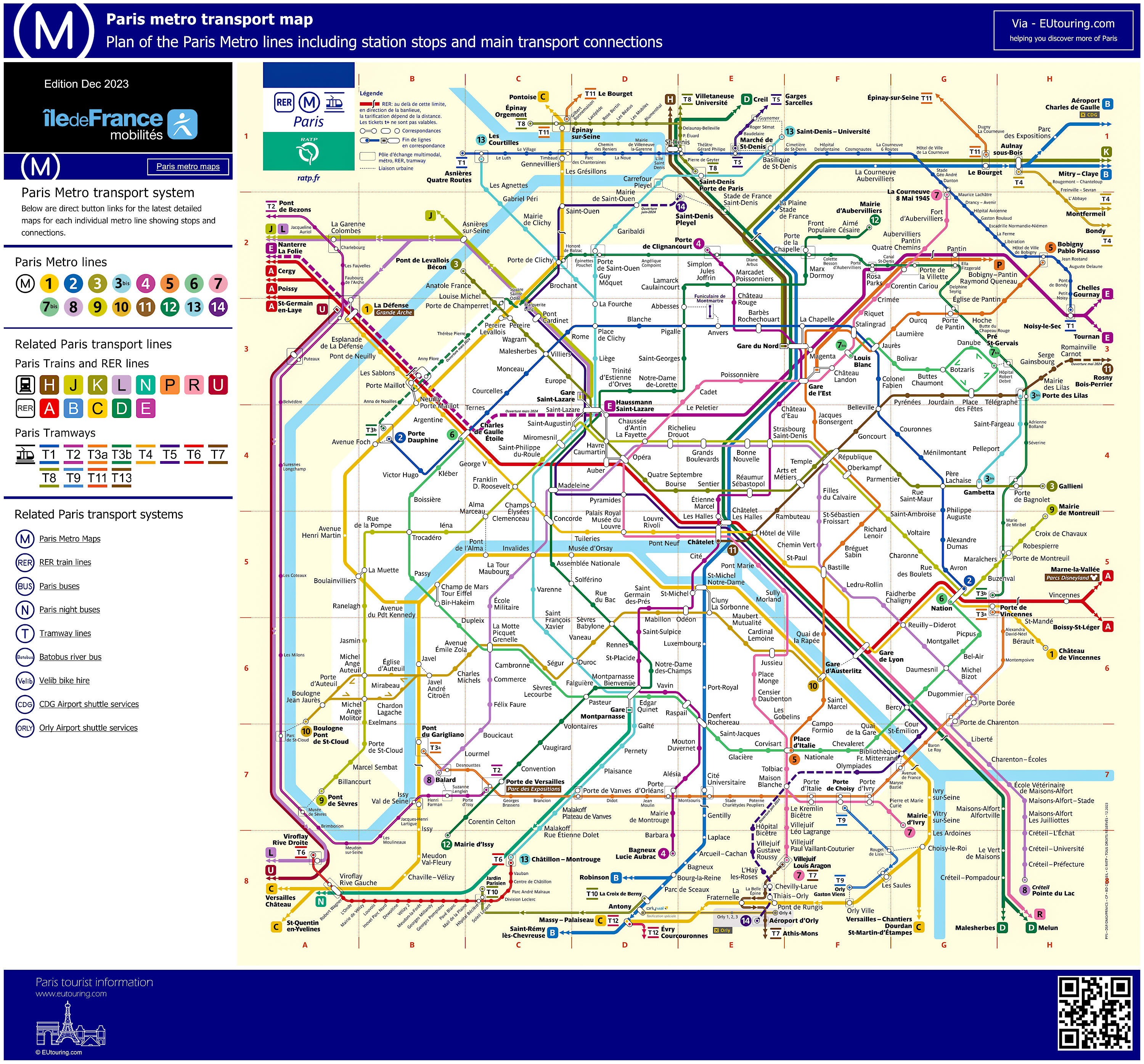 Paris Metro Maps Plus 16 Metro Lines With Stations Update