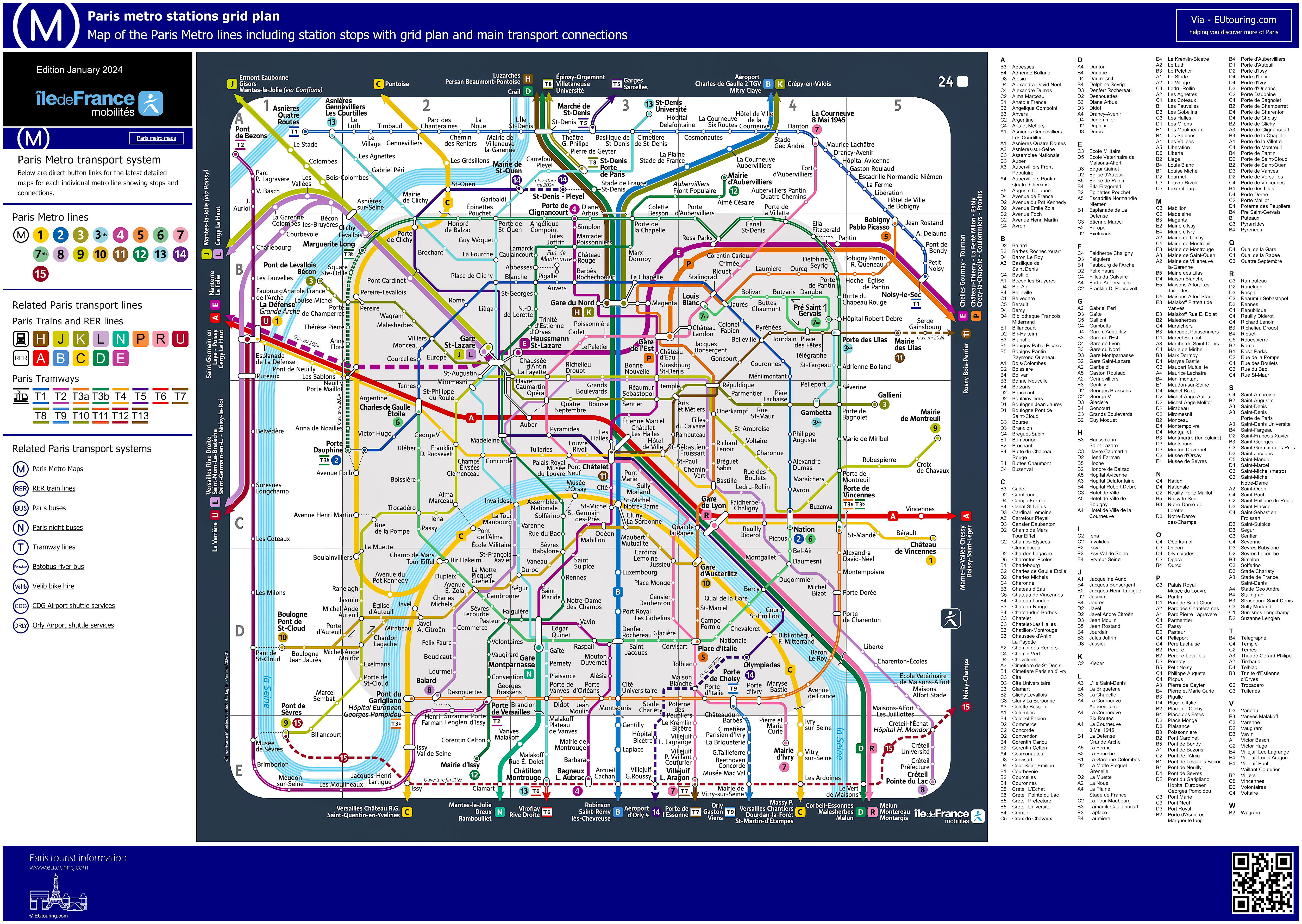 Paris Metro Maps plus 16 Metro Lines with stations