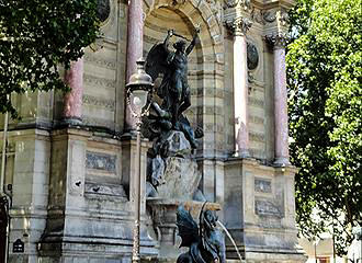 Fontaine Saint-Michel fountain in Paris France